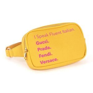 I Speak Fluent Italian Lemon Yellow Vegan Leather Bougie Fanny Pack Belt Bag